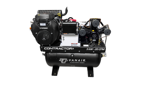 Vanair® Contractor Reciprocating Air Compressor with Generator - VNR680 Engine, Mounted on 30 Gal. Air Tank Vanair® Contractor Reciprocating Air Compressor with Generator - VNR680 Engine, Mounted on 30 Gal. Air Tank